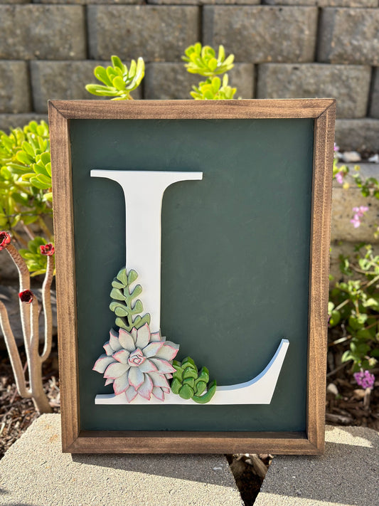 Succulent Monogram Sign